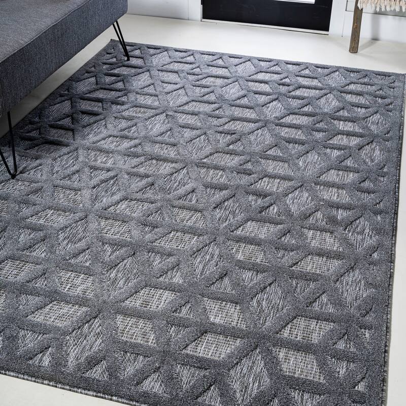 JONATHAN Y Peralta Neutral Geometric Indoor/Outdoor Area Rug