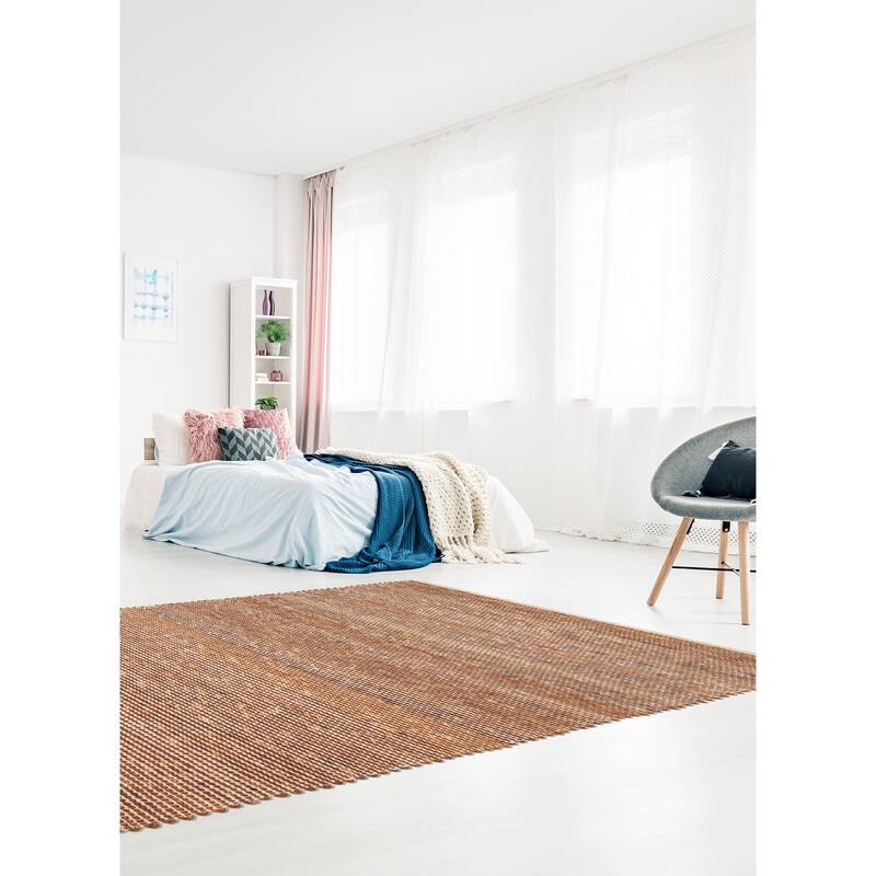 ECARPETGALLERY Braid weave Sienna Brown Wool Rug - 5'0 x 7'10