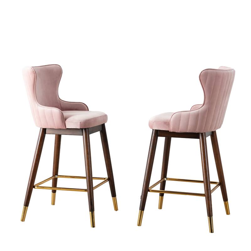 Upholstered Wingback Bar Stools, Set of 2