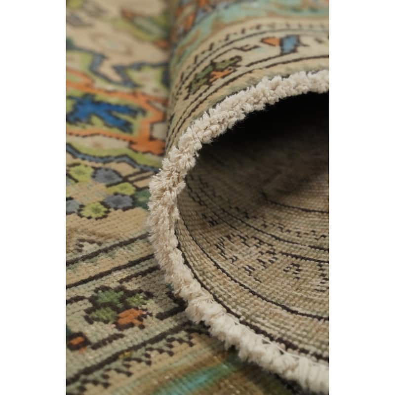 Hand Knotted Oriental 100% Wool Carpet Traditional Floral Beige & Ivories Tabriz Area Rug - 11' 0'' X 8' 1''