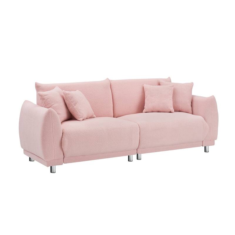 Modern Style 86.6" Teddy Velvet Upholstered Water Chestnut Sofa