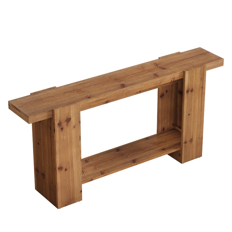 Solid Wood Entryway Table, Console Table with Storage Shelves, Sofa Behind Couch Table Hallway Foyer Accent Side Table