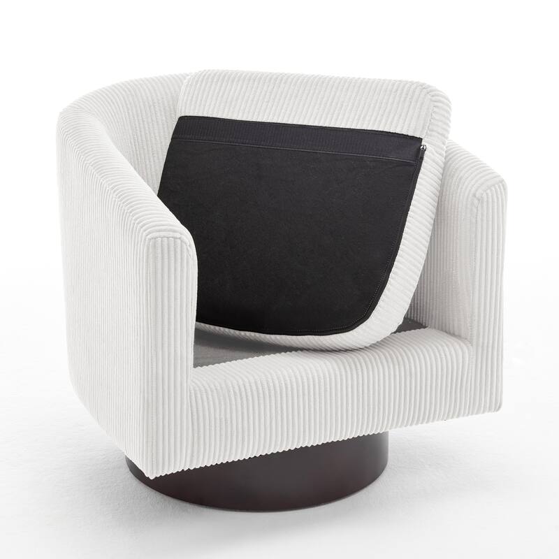 Corduroy Upholstered Swivel Barrel Chair (Set of 2)