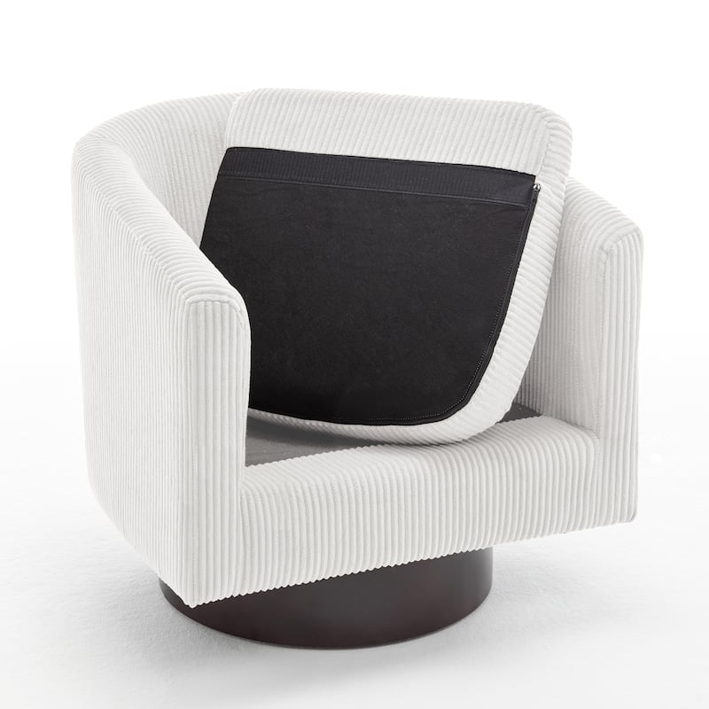 Corduroy Upholstered Swivel Barrel Chair