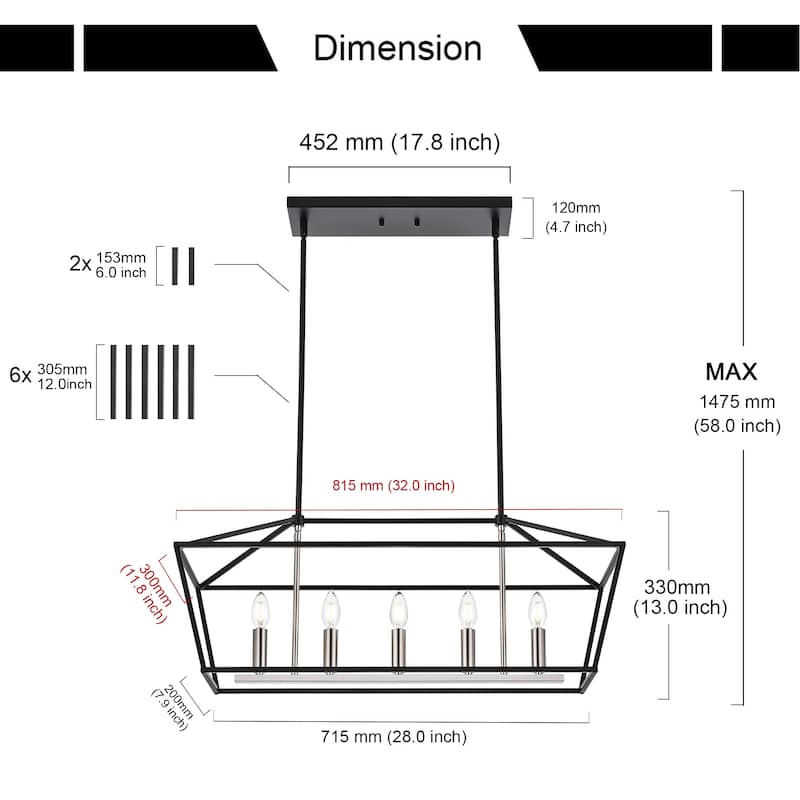 Modern Style Linear Island Pendant Light