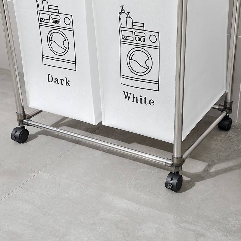 Laundry Basket 2 Tier Clothes Sorter with 4 Removable Bags to Organize Clothes, With Four Wheels, Easy to Move, Laundry, Light