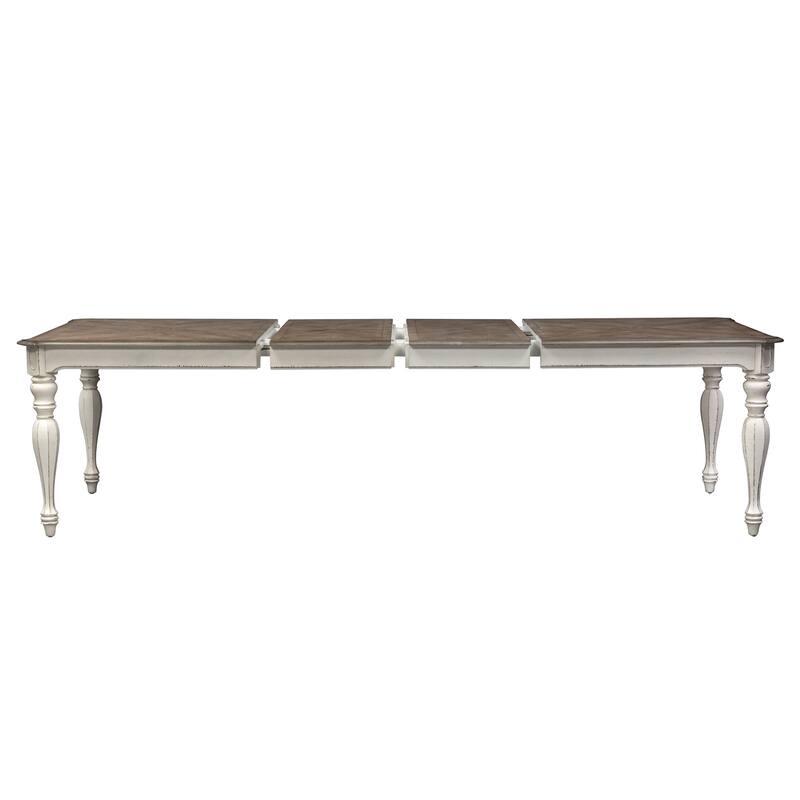 Magnolia Manor Antique White Weathered Bark Opt 5 Piece Leg Table Set