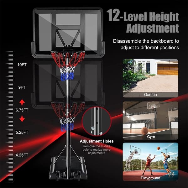 slide 2 of 7, Portable Basketball Hoop , Height Adjustable Black