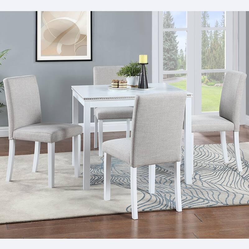 5PCS Square Dining Tabel Set With 4 Chair - White