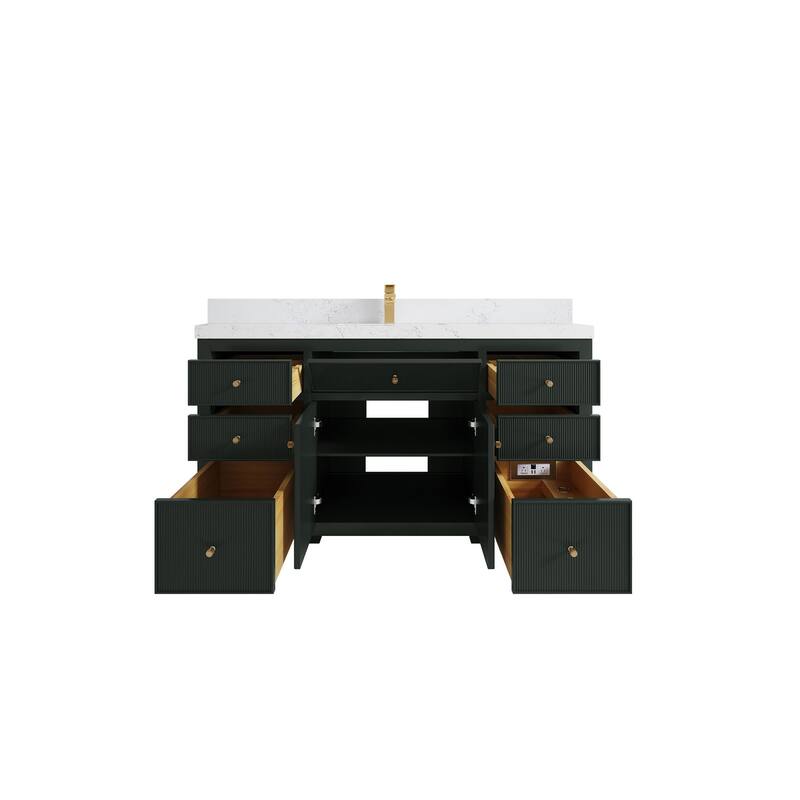 Willow Collections 60 in W x 22 in D Sonoma Free Standing Reeded Single Sink Bathroom Vanity with Countertop