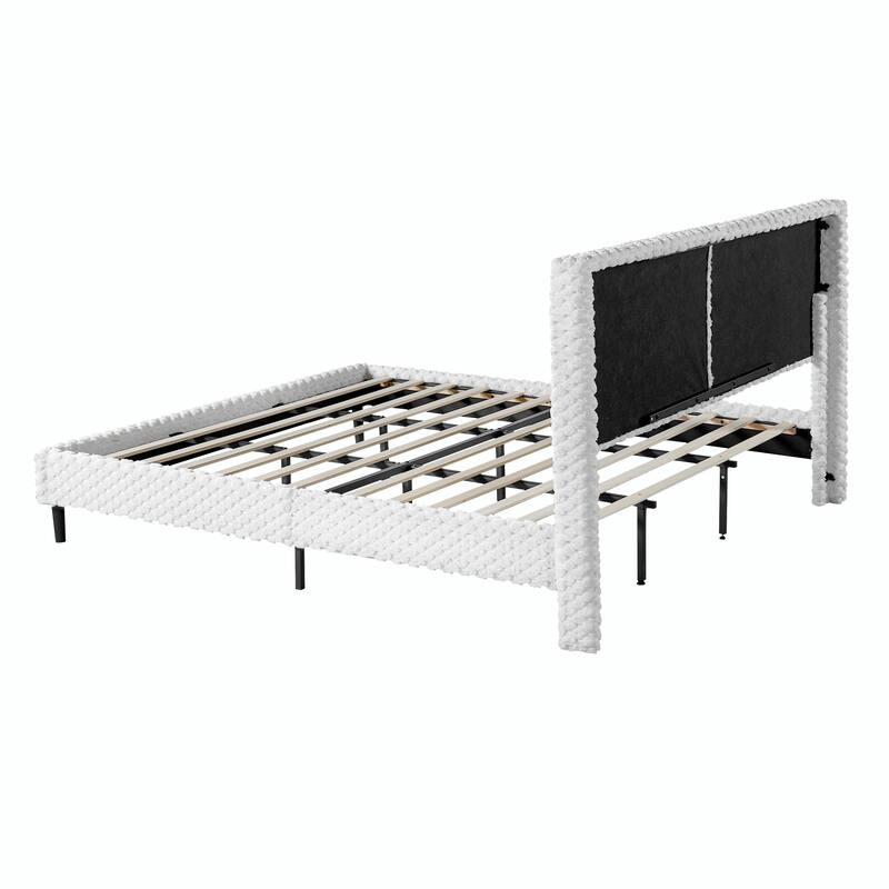 Simple Modern White Plush Soft Bed - Comfortable Backrest for Bedroom