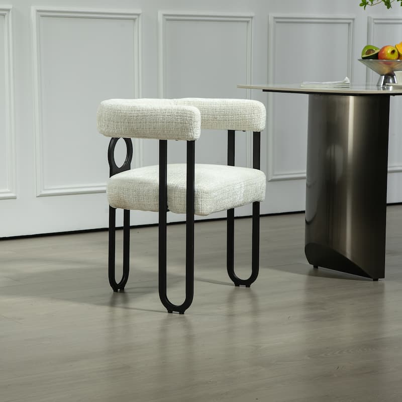 Contemporary Chenille Fabric Upholstered Accent/Dining Chair/Barrel Side Chairs Kitchen Armchair for Living Room set of 1