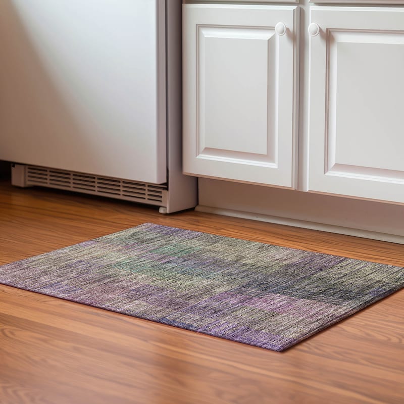 Premium Washable Super Modern Mosaic Soft Mayfield Rug - Plum - 1' 8" x 2' 6" - Rectangle