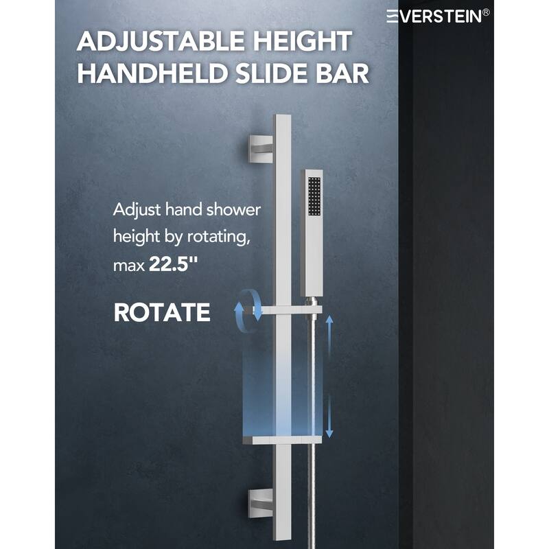 Thermostatic Shower System, 64-Color LED Mood Lighting 3-Functions Shower Head with Bluetooth Music & 6 Body Jets