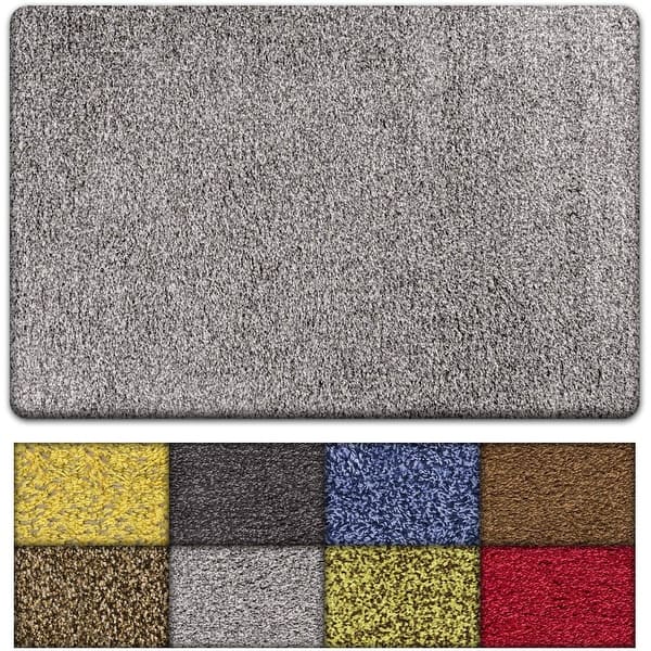 Solid Front Doormat, Super Absorbent. 24 in x 36 in (Black / Grey)