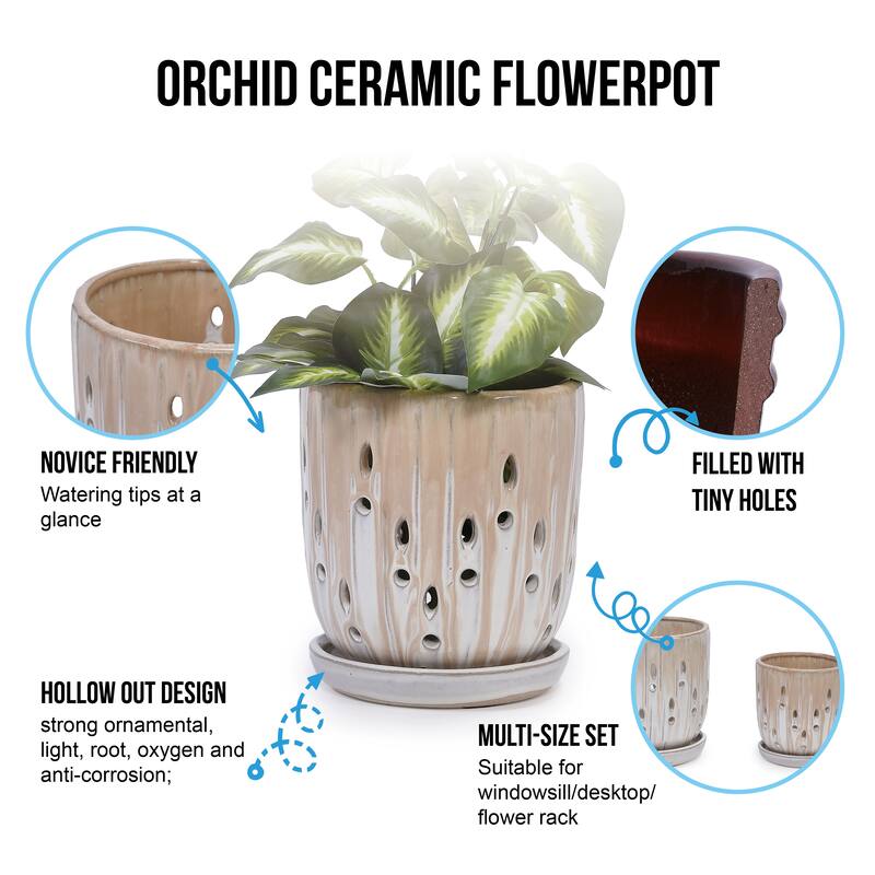 Handmade Planter, Ventilated Design, Saucers for Succulents and Herbs