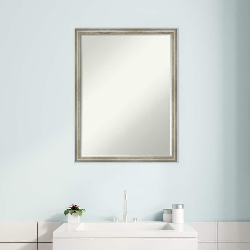 Salon Scoop Half-Inch-Bevel Wood Framed Bathroom Vanity Wall Mirror - Glass Size 18x24