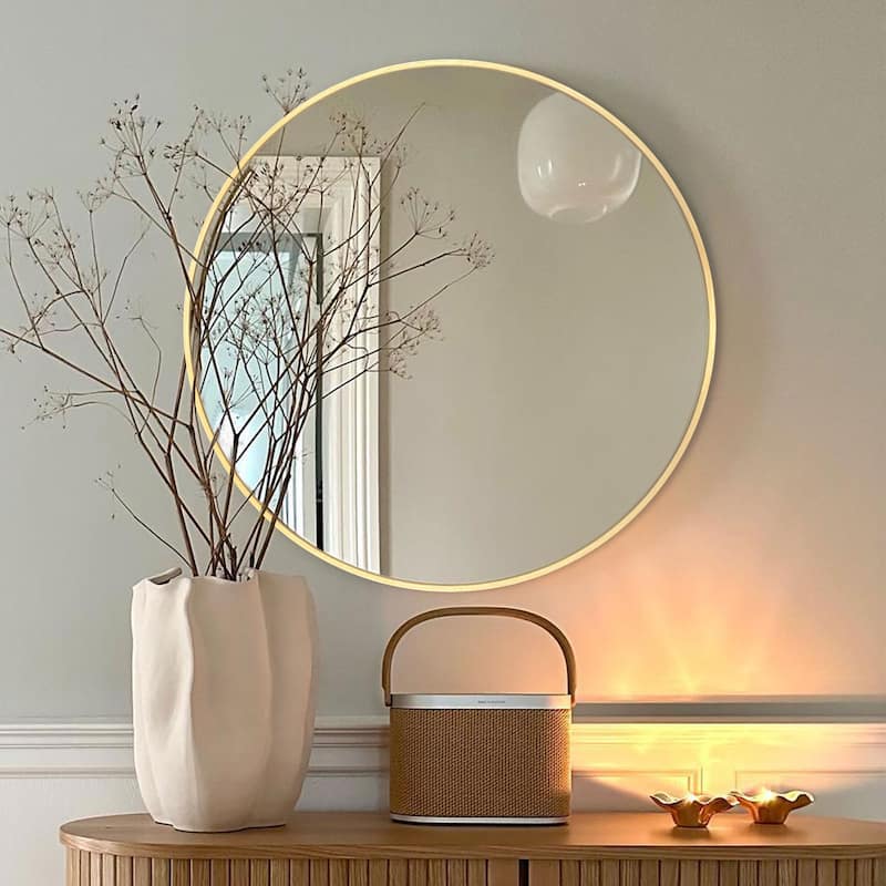 Round Wall Mirror Bathroom Vanity Mirror - 23.95X23.95 - Brushed Gold 1set