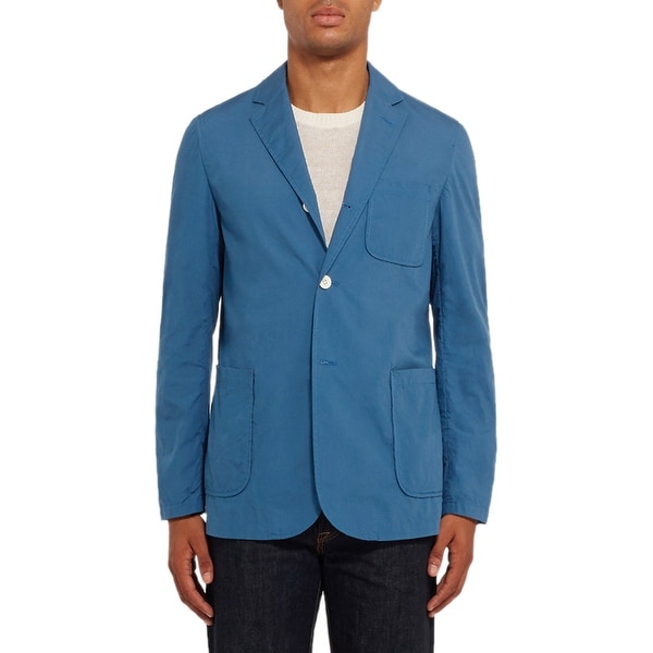 unstructured blue blazer