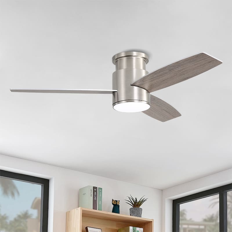 MLiAN 44" LED Flush Mounted Ceiling Fan with Remote ，3 Reversible Plywood Blades - 44