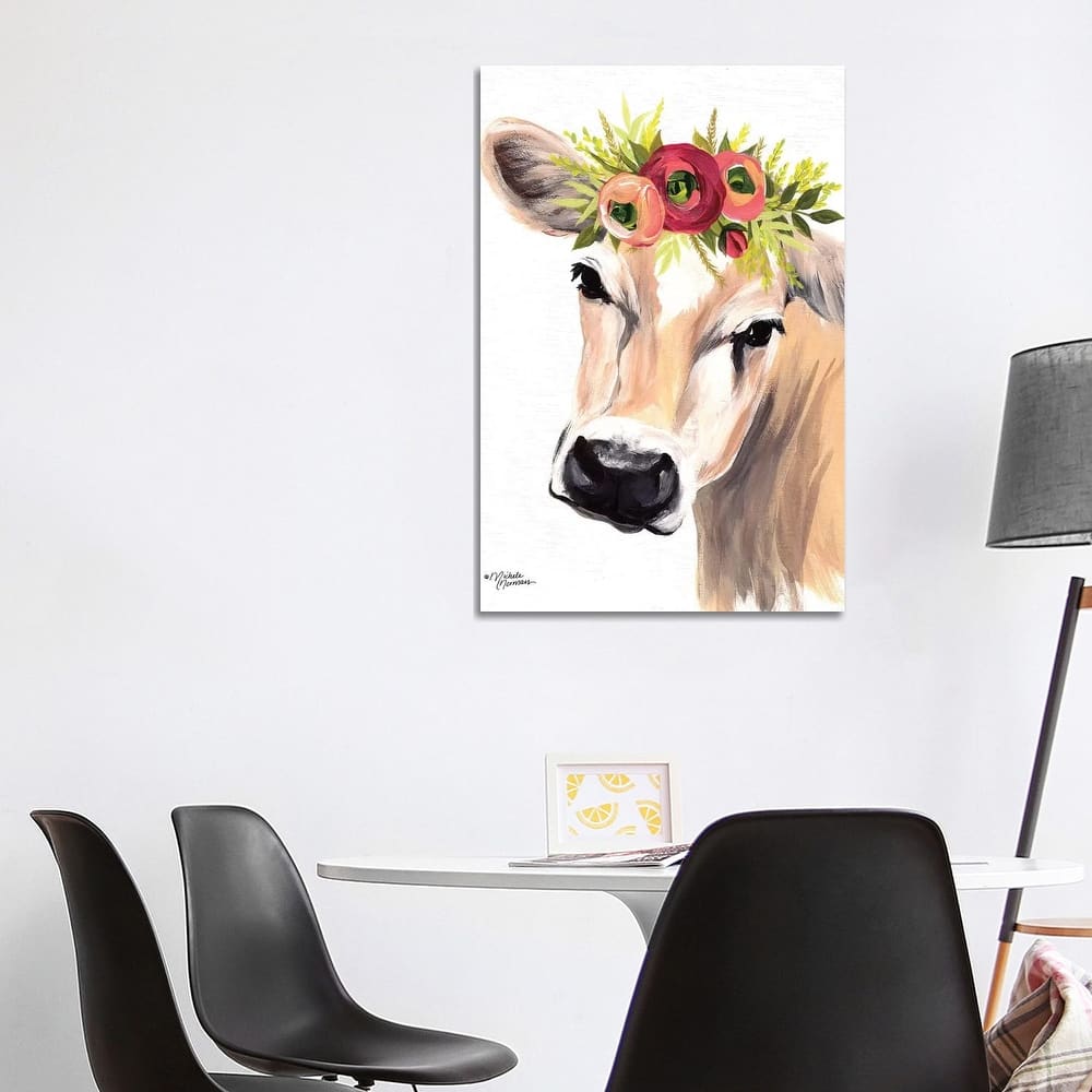 iCanvas "Jersey Cow with Floral Crown" by Michele Norman Canvas Print