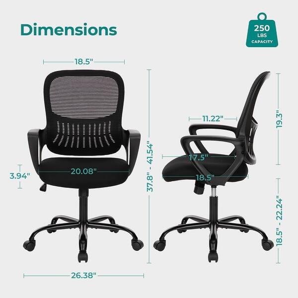 Ergonomic Office Home Desk Mesh Fixed Armrest, Executive Computer Chair ...