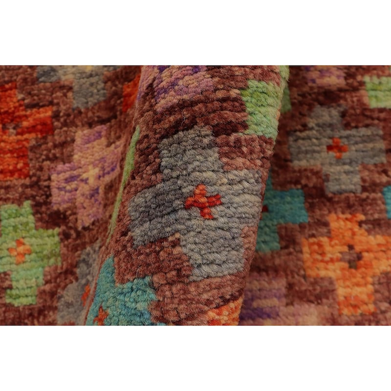 Contemporary Balochi Brown Brown/Rust Hand Knotted Wool Rug - 3'3'' x 4'11''