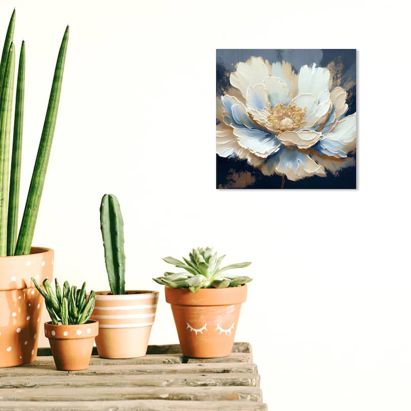 Wynwood Studio Canvas Floral and Botanical 49059 Plenitude White and Farmhouse Wall Art Canvas Print - White, Blue - 12 x 12