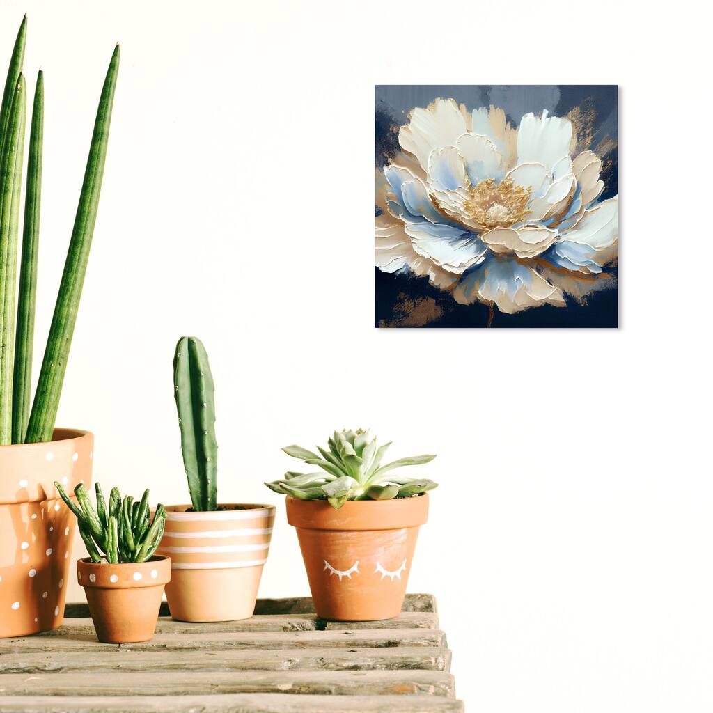 Wynwood Studio Canvas Floral and Botanical 49059 Plenitude White and Farmhouse Wall Art Canvas Print - White, Blue