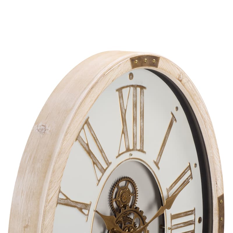 SEI Furniture Whitcomb Roman Gear Wall Clock - 27"W x 3"D x 20"H
