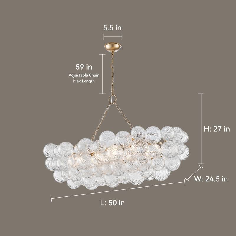 Gold Bubble Ball Chandelier, LED Pendant Light with Glass Globes