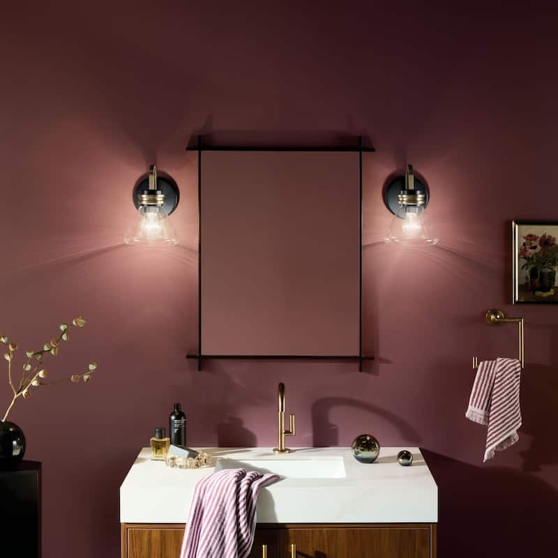 Kichler 55153CLR Farum 10" Tall Bathroom Sconce with Clear Glass Shade