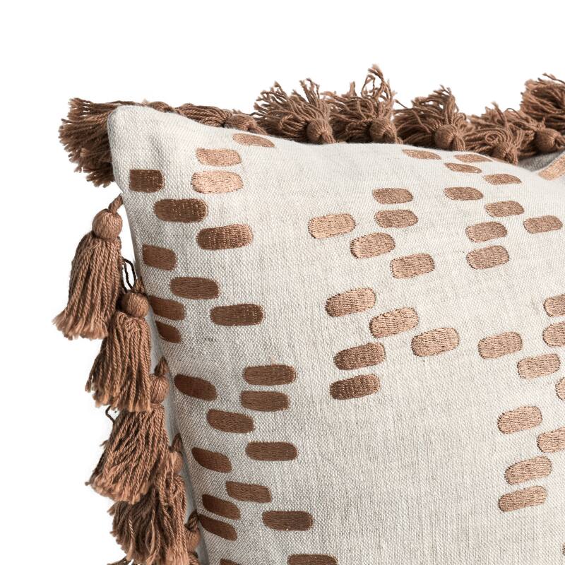 Villa by Classic Home Dane 22" Penny Brown Belgian Linen Throw Pillow