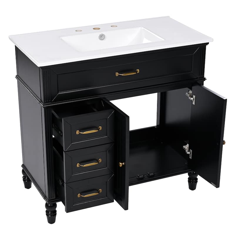 Christopher Knight Home Yvenith 36" Bathroom Vanity with Ceramic Sink - 36.00" Lx 18.5" W x 34.4" H