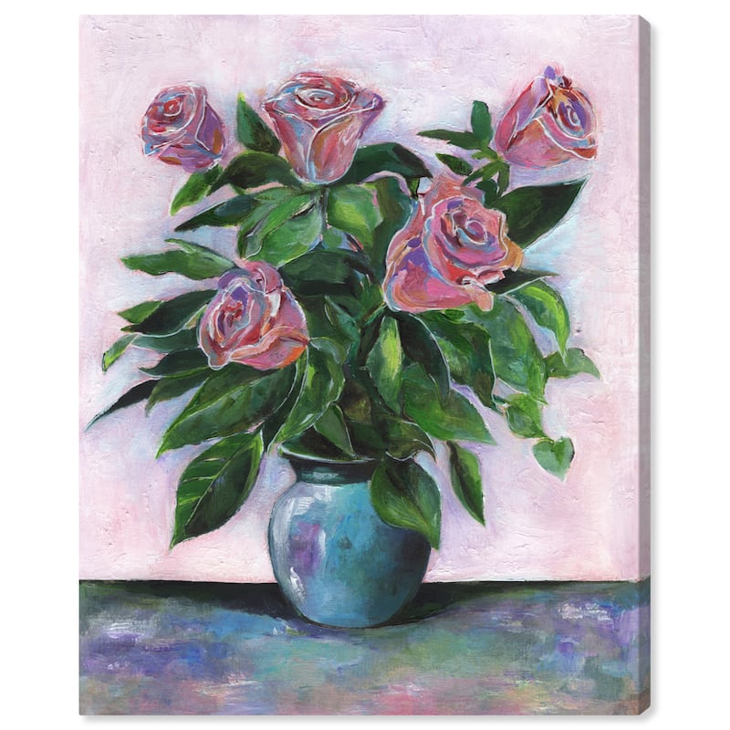 Wynwood Studio Canvas Floral and Botanical Spring Roses Pink and Traditional Wall Art Canvas Print - Pink, Green