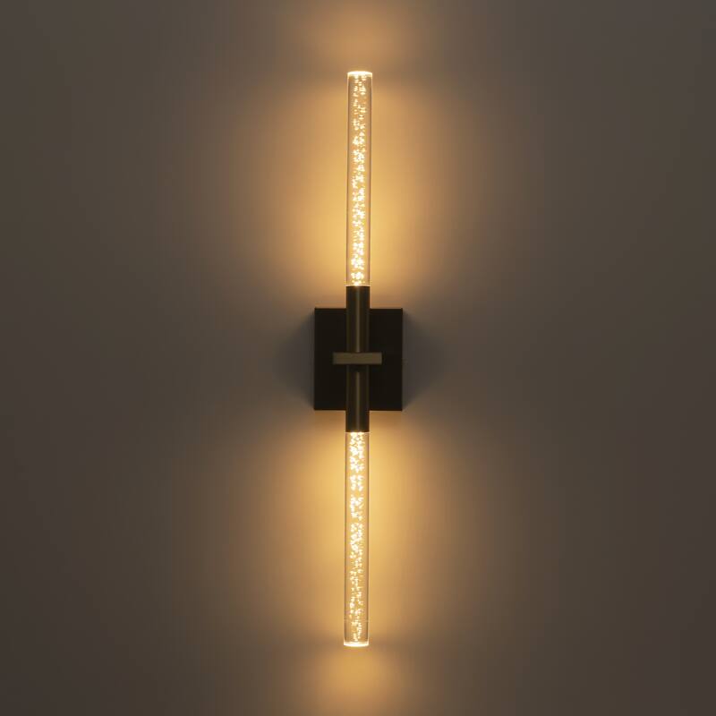 1-Light Modern Linear Black/Gold Integrated LED 3000K Warm Light Bathroom Vanity Light Bar - 4.3 in. W x 27.5 in. H x 3.7 in. D