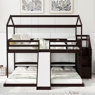 Espresso Full over Twin & Twin Bunk Bed with Slide and Storage ...