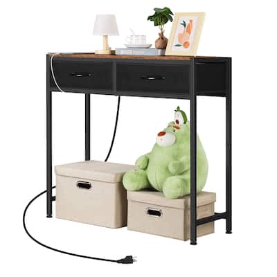 Console Sofa Table Narrow Entryway Table with Charging Station