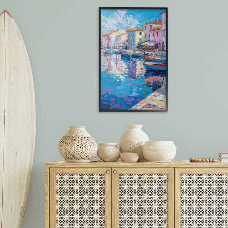 Stupell Abstract Harbor Reflection Framed Giclee Art Design By LSR Design Studio