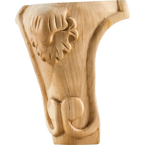 slide 1 of 1, Hardware Resources Foot with Queen Anne Styling, 5"H x 3-1/2"W x Natural Maple
