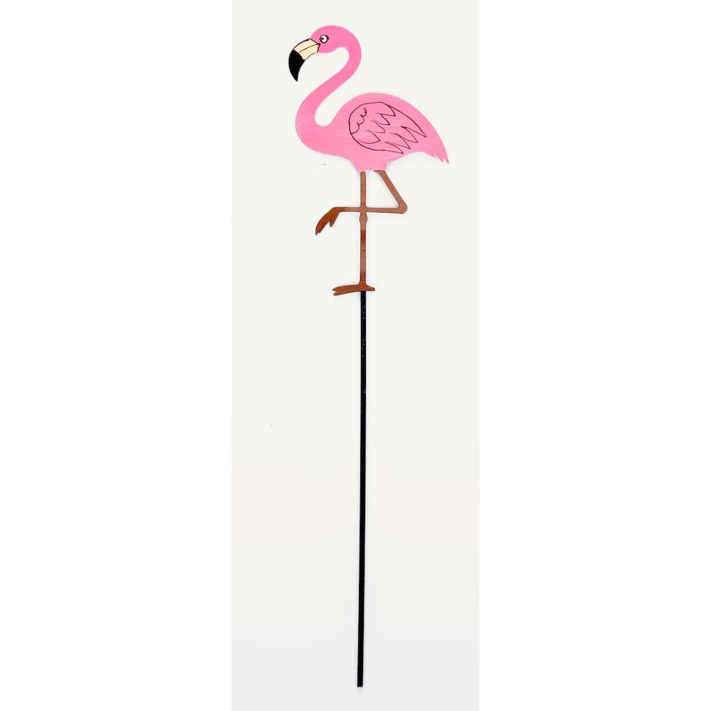 19" Iron Pink Flamingo Garden Stake, Set of 3