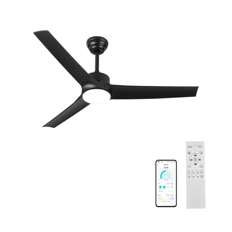 Farmhouse 52 Inch Reversible Ceiling Fan with Light, Smart DC Remote Control Ceiling Fan, 6-Speeds