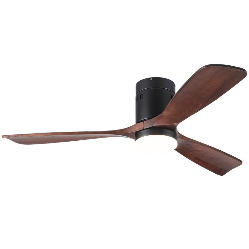 6-Speed Remote Control Wood Dimmable Ceiling Fan with Lights & Reversible Motor, Smart APP Control, Quiet Flush Mount Fan