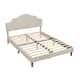 Modern Simple Queen Size Bed Frame Upholstered Platform Bed with Adjustable Headboard & Linen Fabric Padded