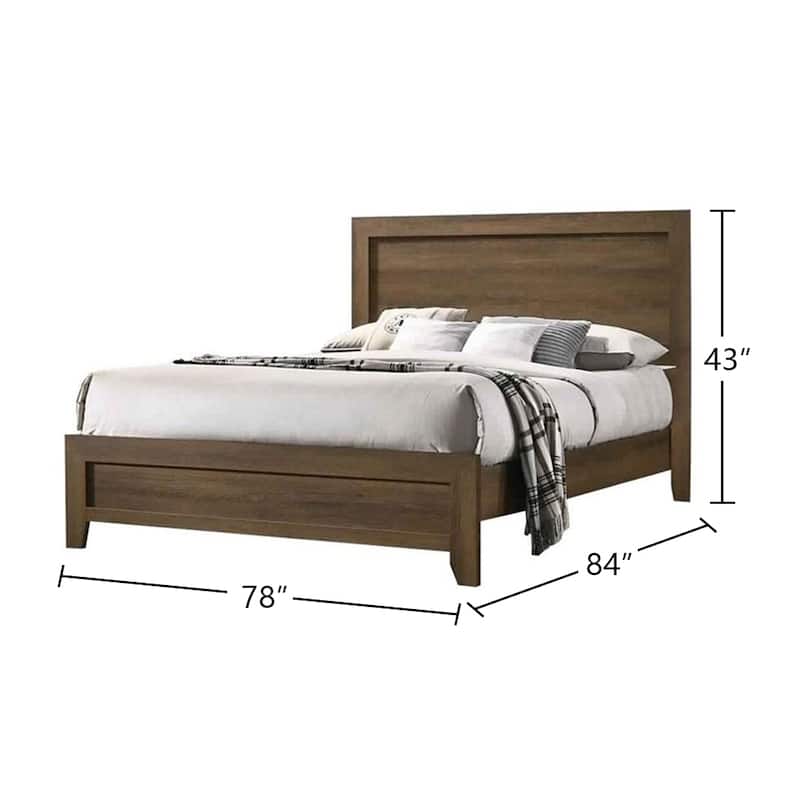 Wooden Panel Bed in Oak Finish