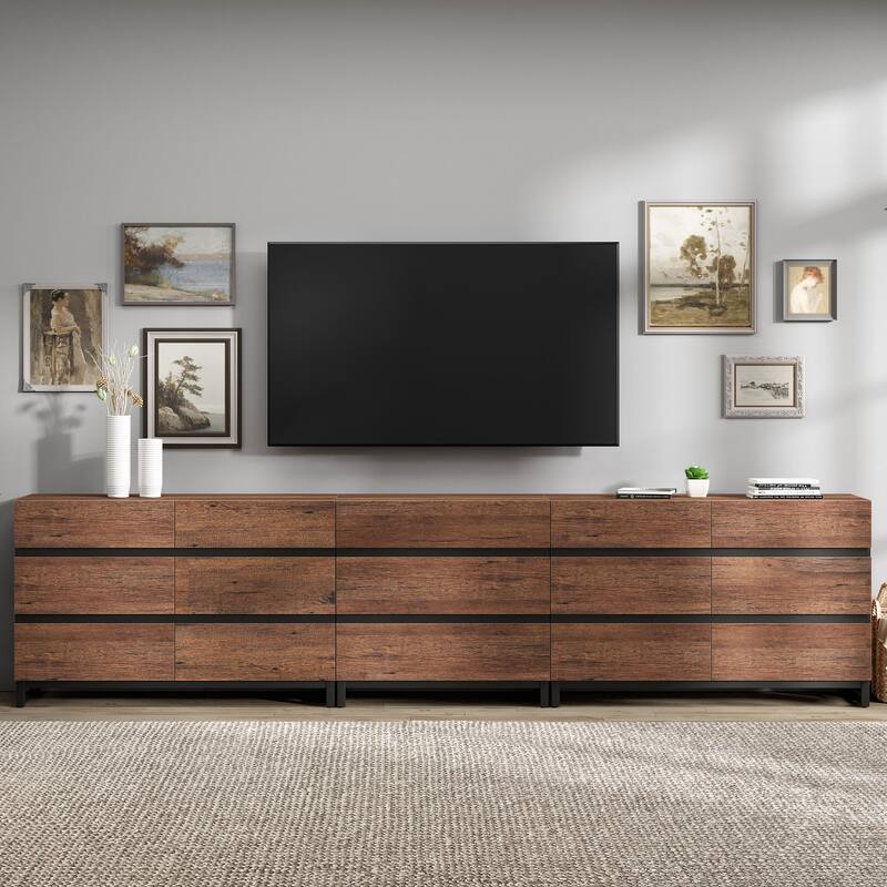 3 in 1 TV Stand for TVs up to 120 inches, Modern TV Console with 15 Drawers, Media Console for Living Room, Bedroom
