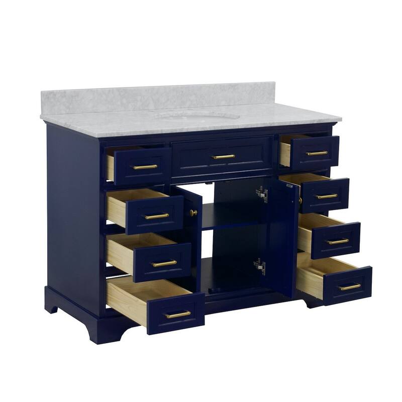 KitchenBathCollection Aria 48" Bathroom Vanity with Carrara Marble Top