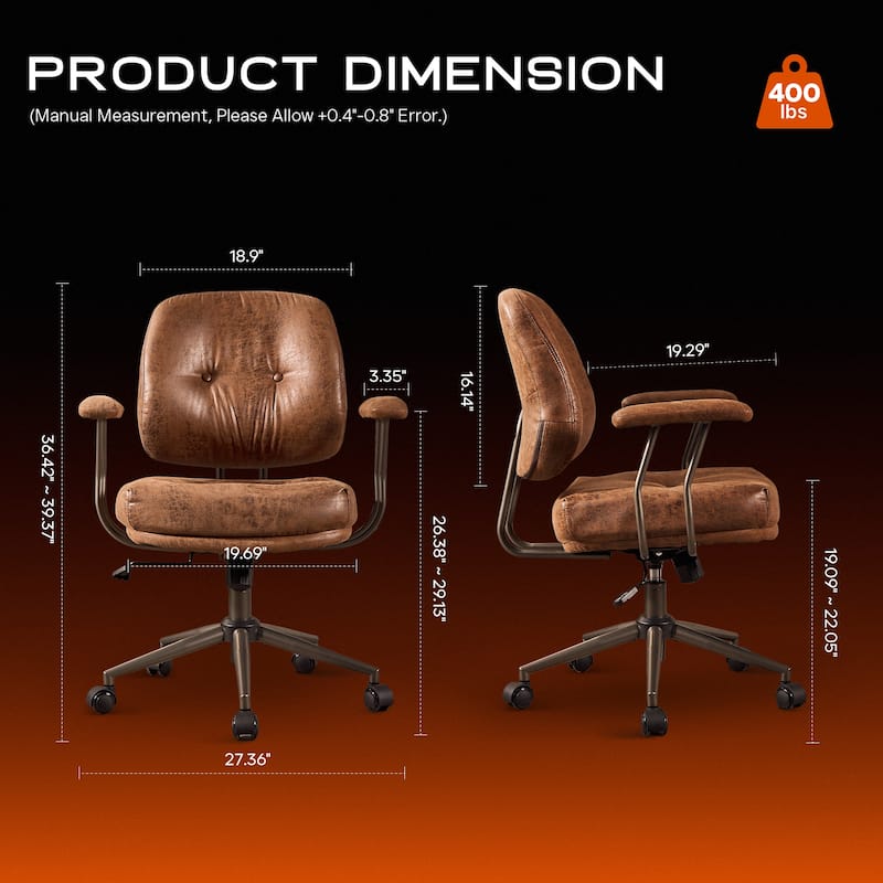 OVIOS Ergonomic Suede Fabric Office Swivel Chair