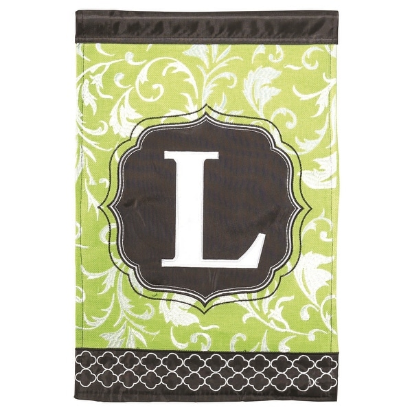 Green & Black Monogram "L" Applique Garden Flag 13" x 18" - N/A