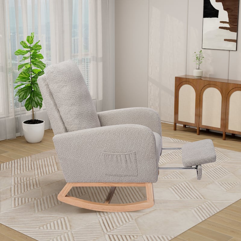 Modern Boucle Accent Rocking Chair, Set of 1